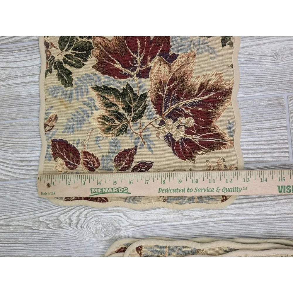 Vintage Fall Tapestry Placemats Set of 6 Leaves Cottagecore Dining Decor 18 x 13